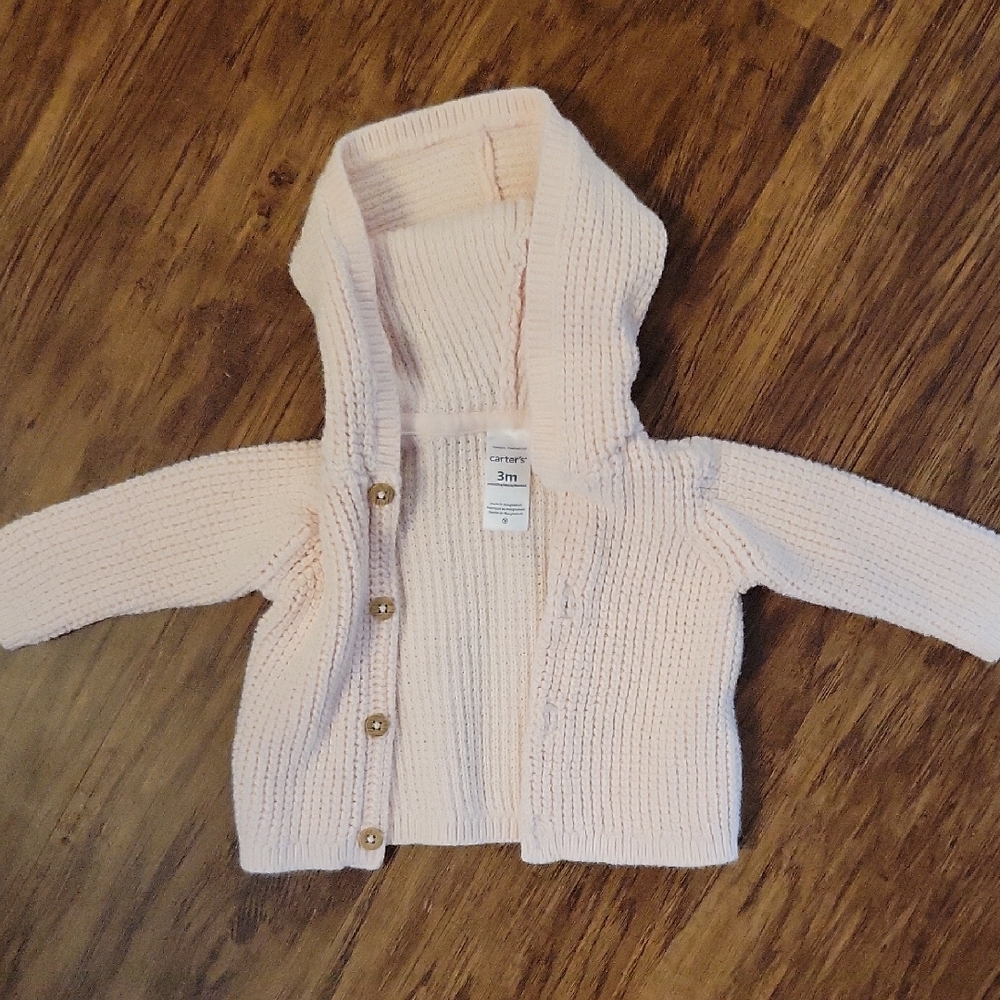 Carter's Pink Knit Baby Cardigan 3 Mth